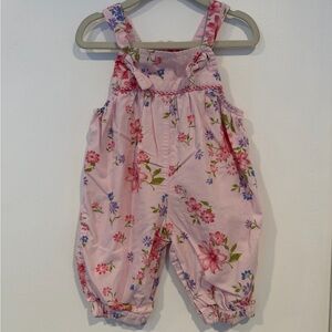 Vintage Talbot Kids Overalls Pink Floral 6M
